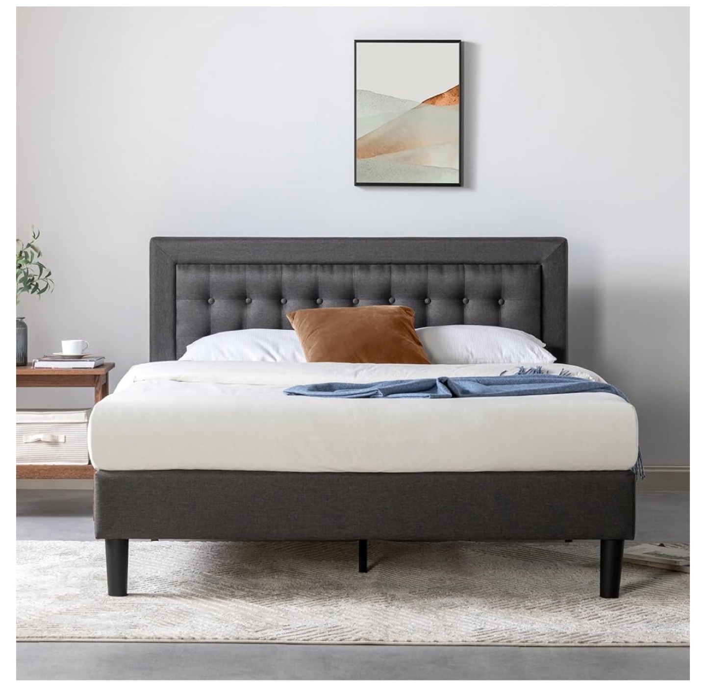 ZINUS Dachelle Upholstered Platform Bed Frame Queen, Gray