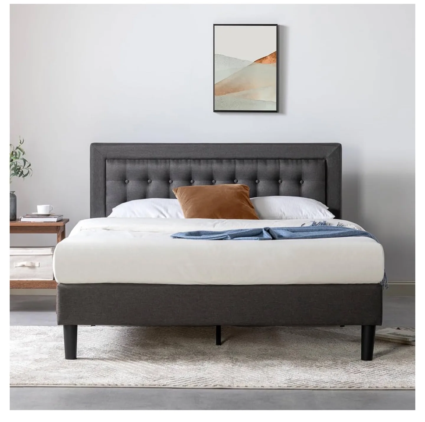 ZINUS Dachelle Upholstered Platform Bed Frame Queen, Gray thumbnail