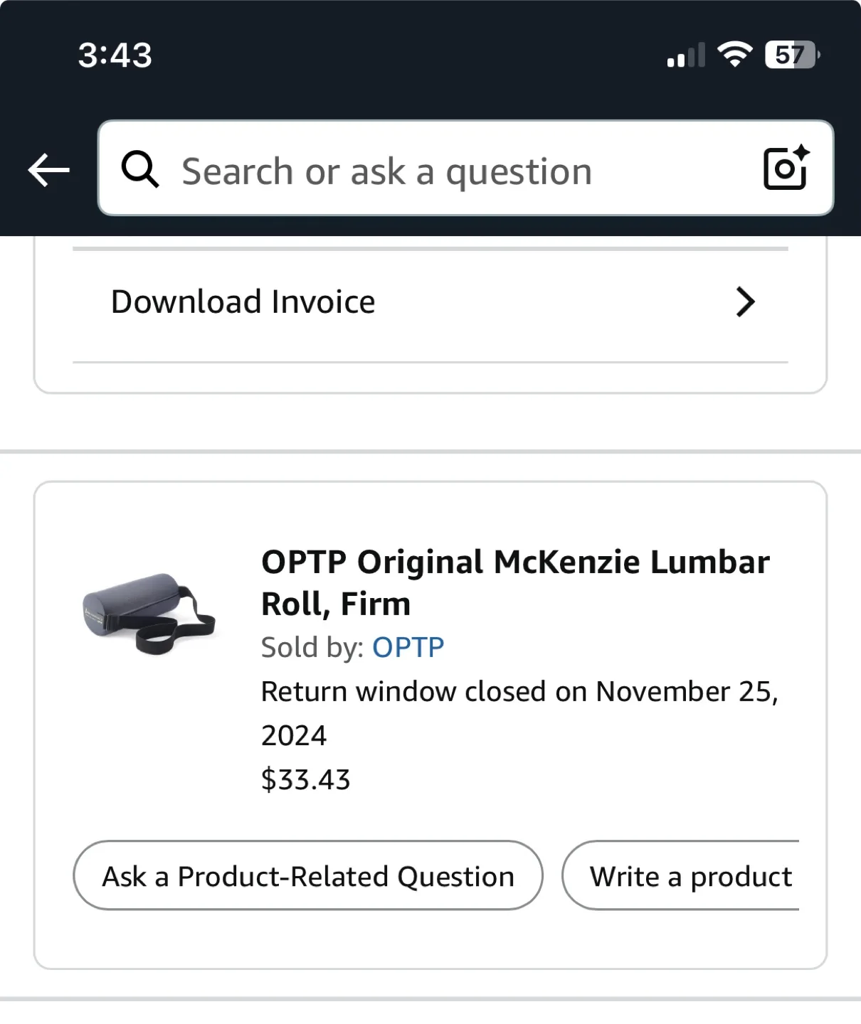 Bran New OPTP Original McKenzie Lumbar Roll, Firm thumbnail