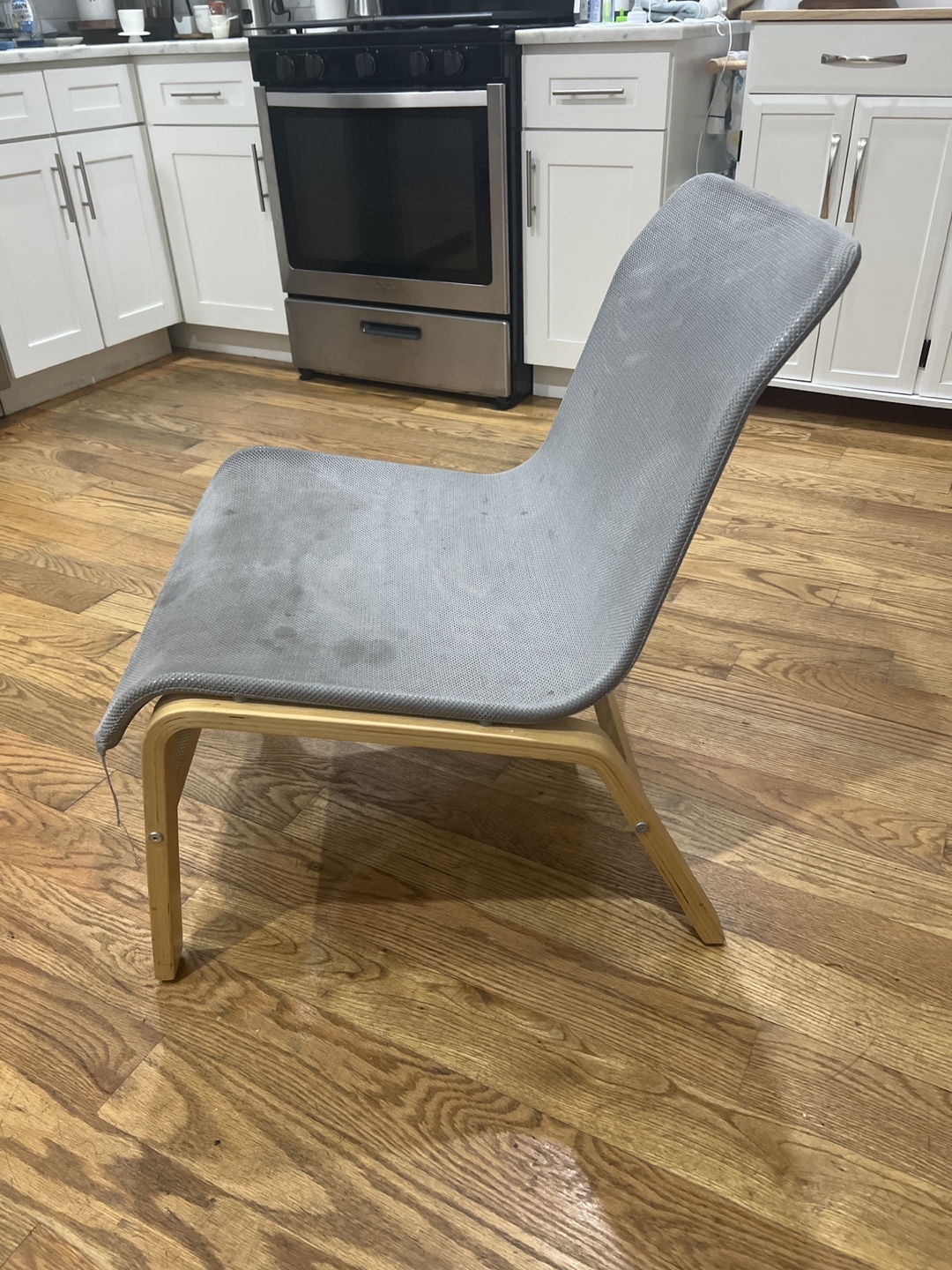 Gray Fabric Chair with Light Wood Legs