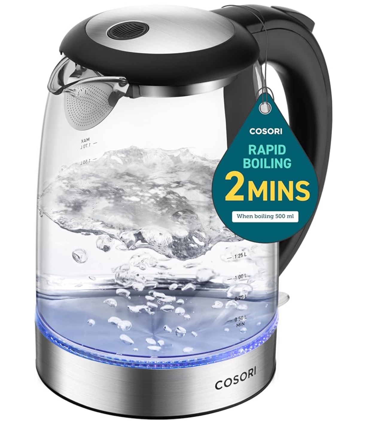 COSORI 1.7L Glass Electric Kettle - Fast Boiling, BPA-Free