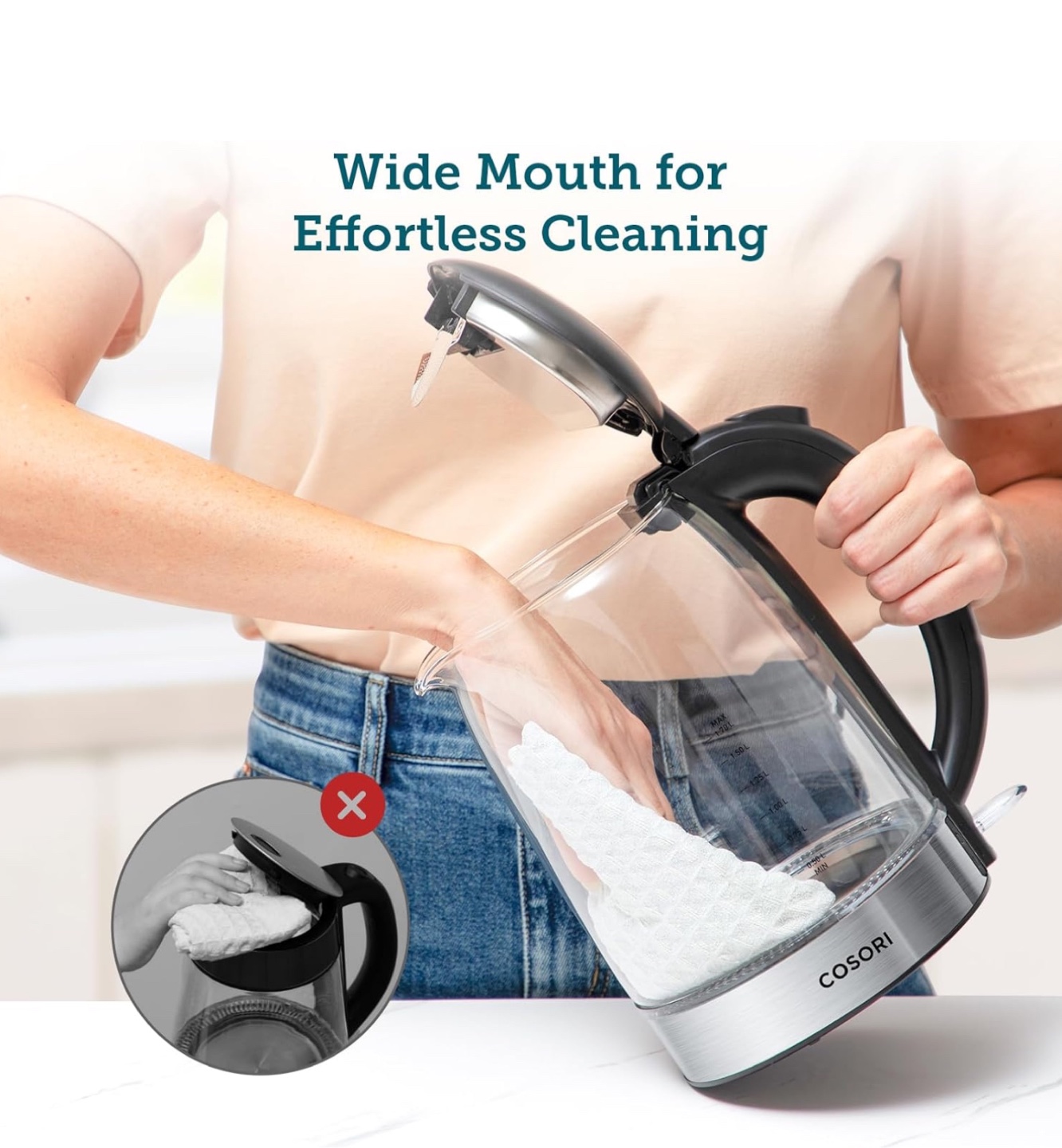 COSORI 1.7L Glass Electric Kettle - Fast Boiling, BPA-Free - photo 4