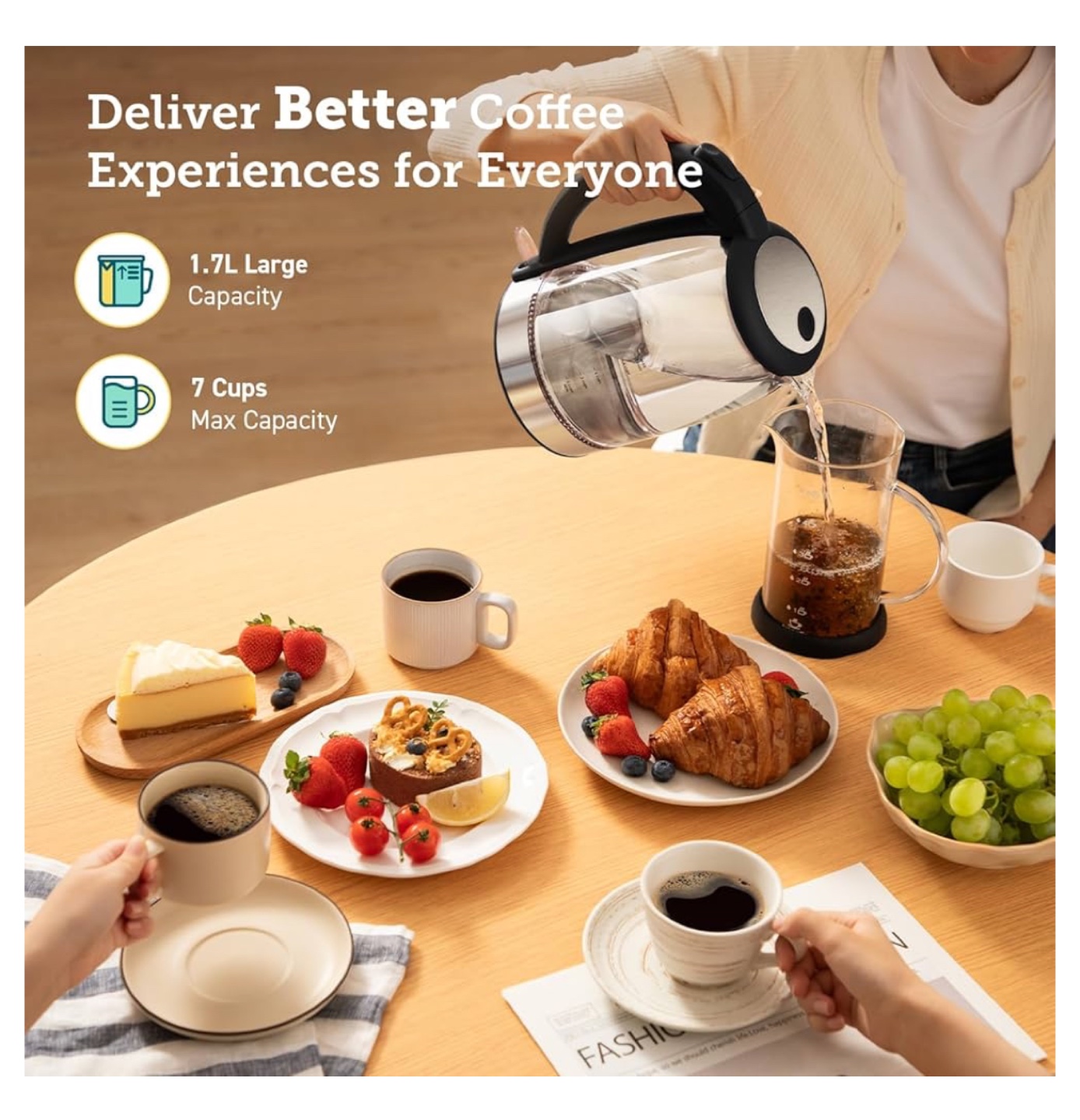 COSORI 1.7L Glass Electric Kettle - Fast Boiling, BPA-Free - photo 2