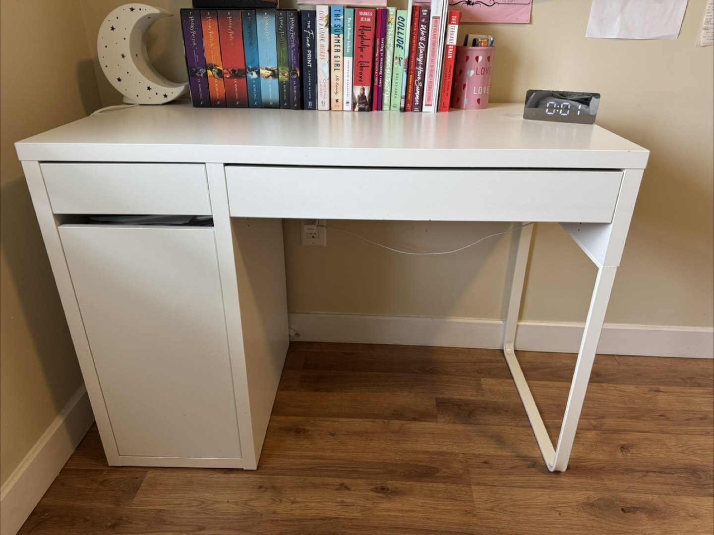White IKEA Desk with Drawer and Cabinet - photo 2