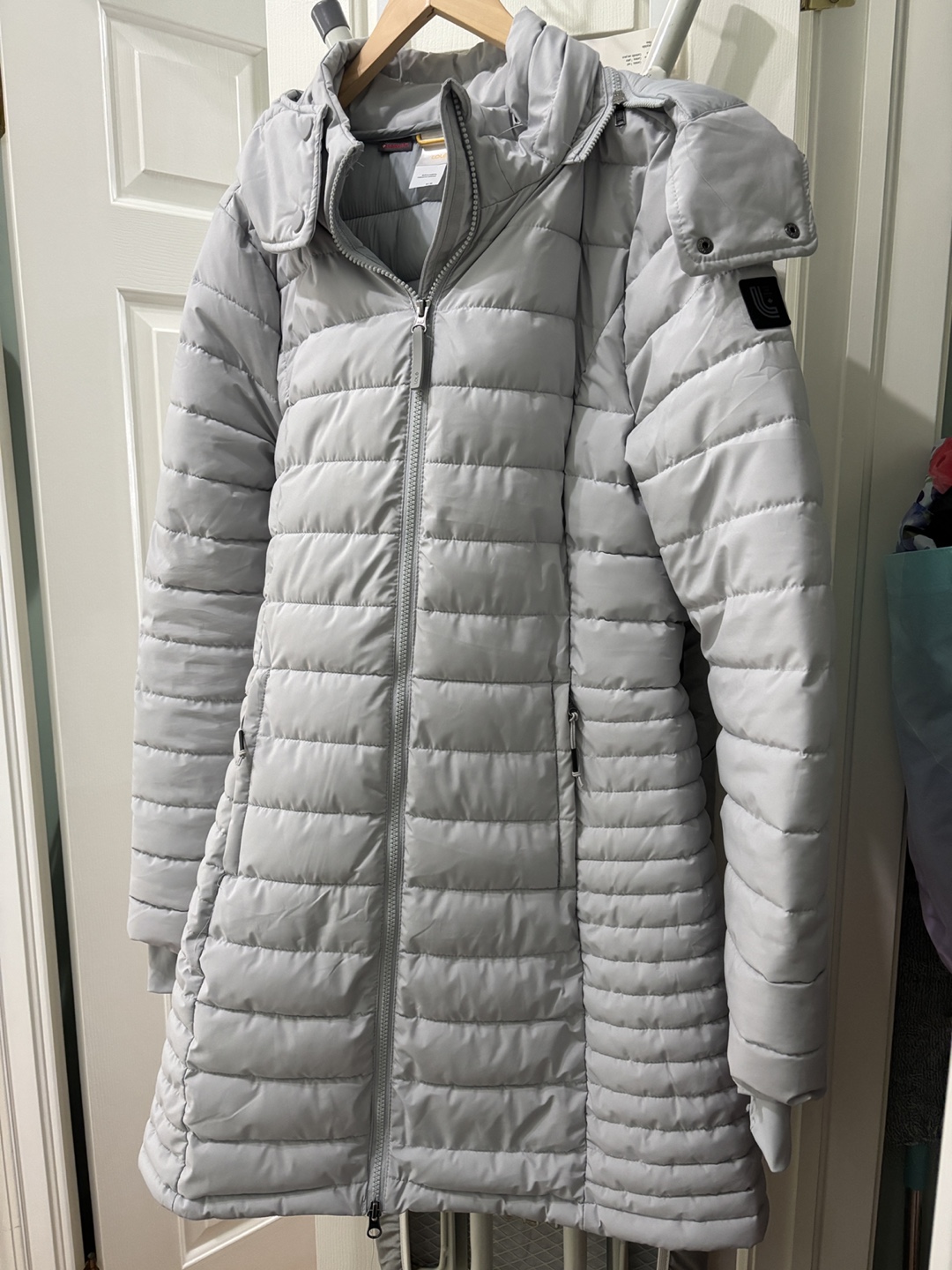 Women's Lole Grey Long Puffer Jacket with Hood - photo 2