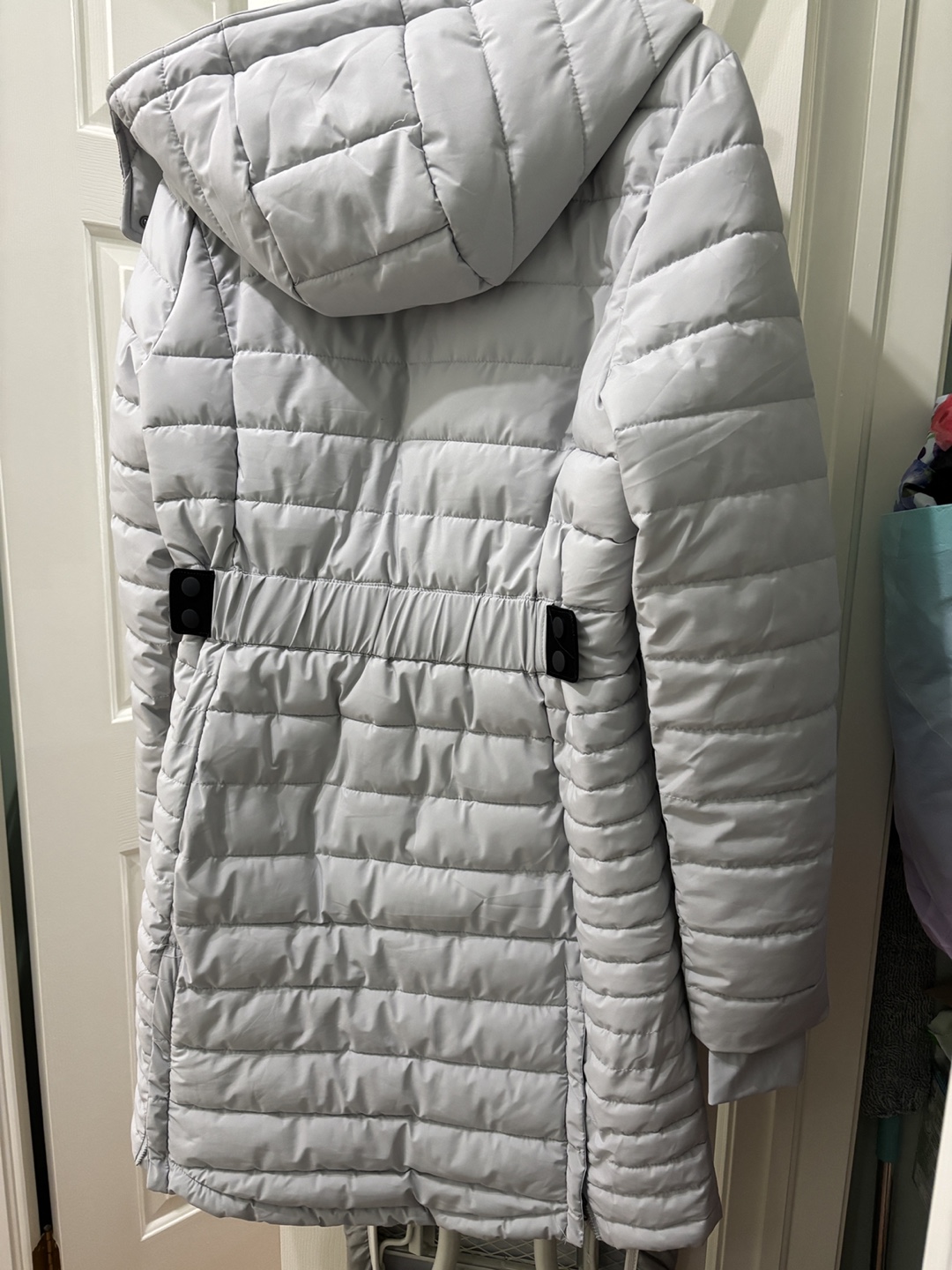 Women's Lole Grey Long Puffer Jacket with Hood