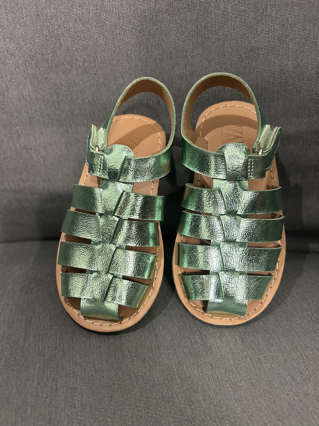 Girls' ZARA Metallic Green Sandals - Size 22