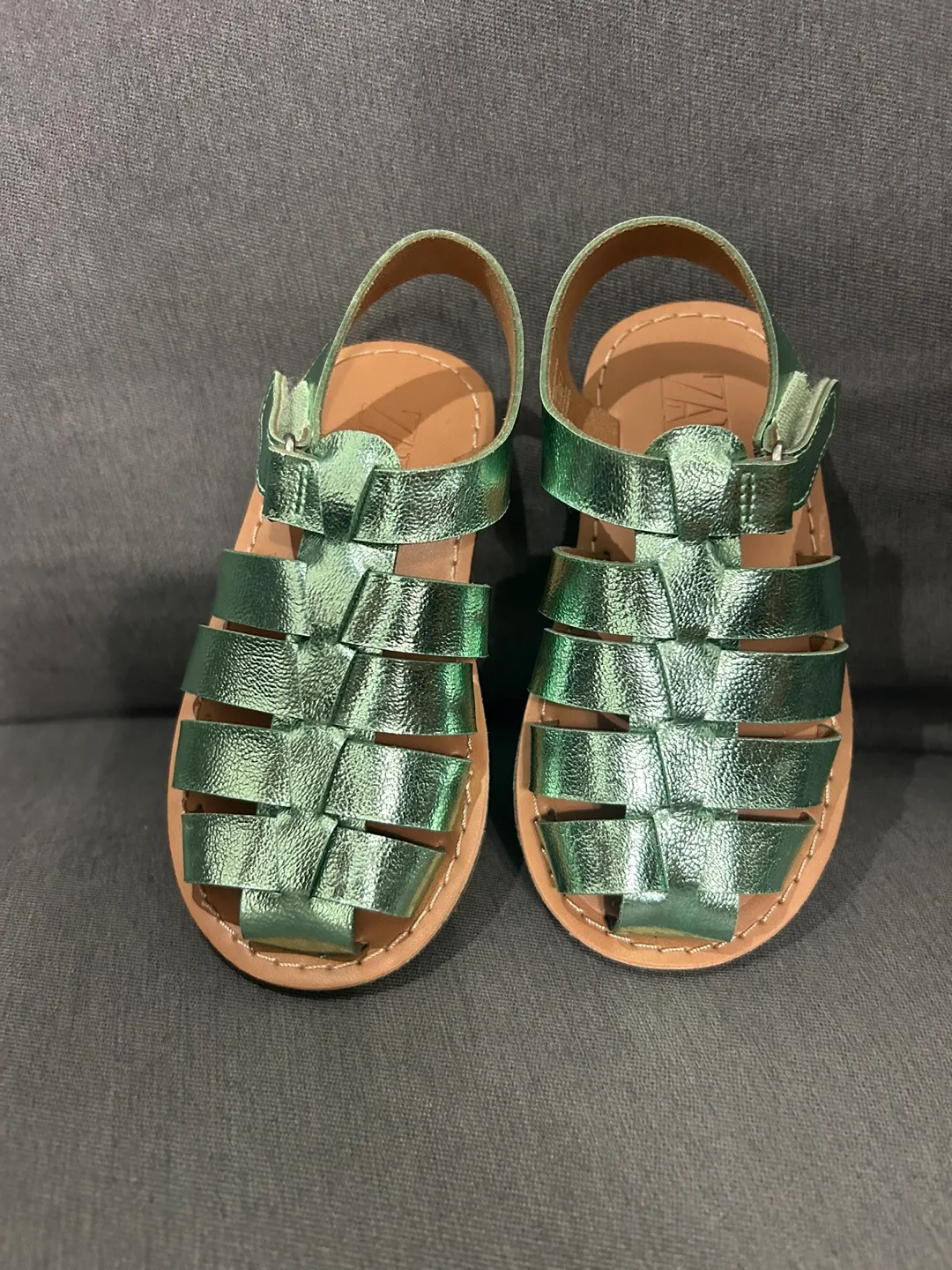Girls' ZARA Metallic Green Sandals - Size 22 thumbnail