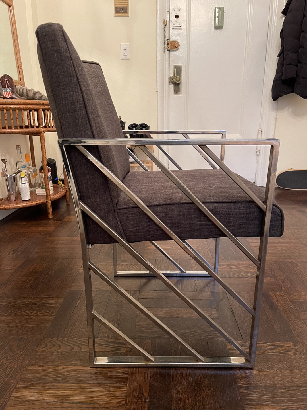 Mid-Century Modern Chrome and Fabric Armchair - photo 4