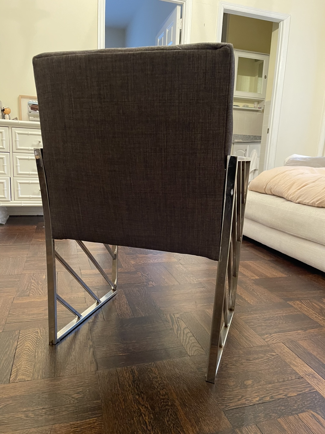 Mid-Century Modern Chrome and Fabric Armchair - photo 3
