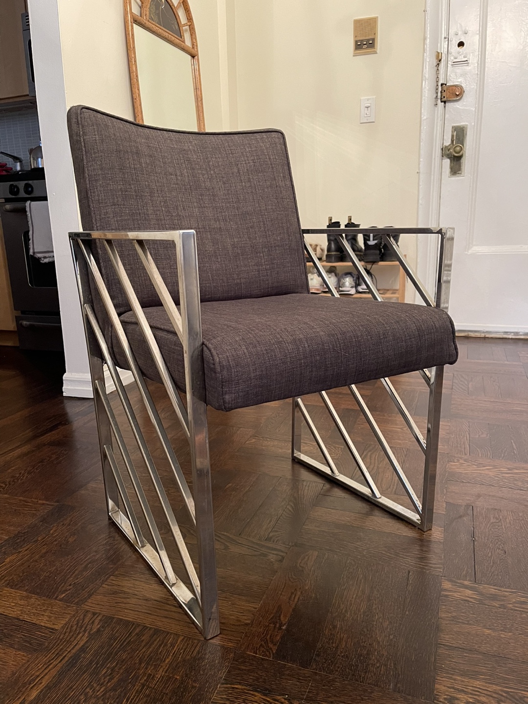 Mid-Century Modern Chrome and Fabric Armchair - photo 2