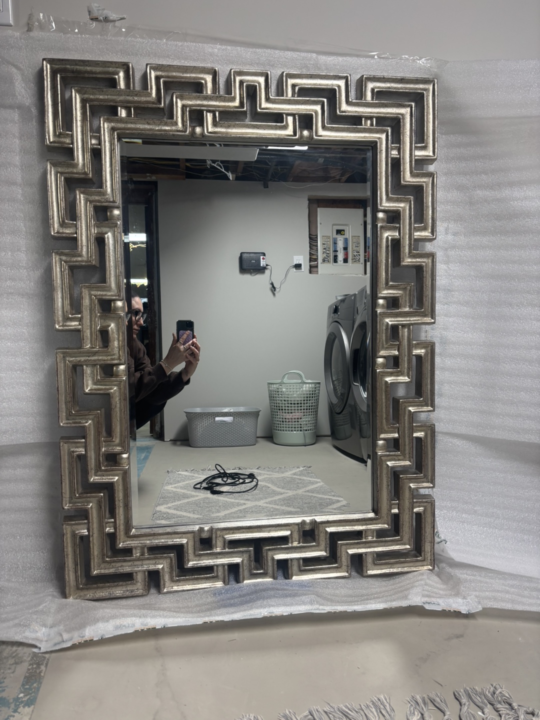 Large Ornate Silver Mirror
