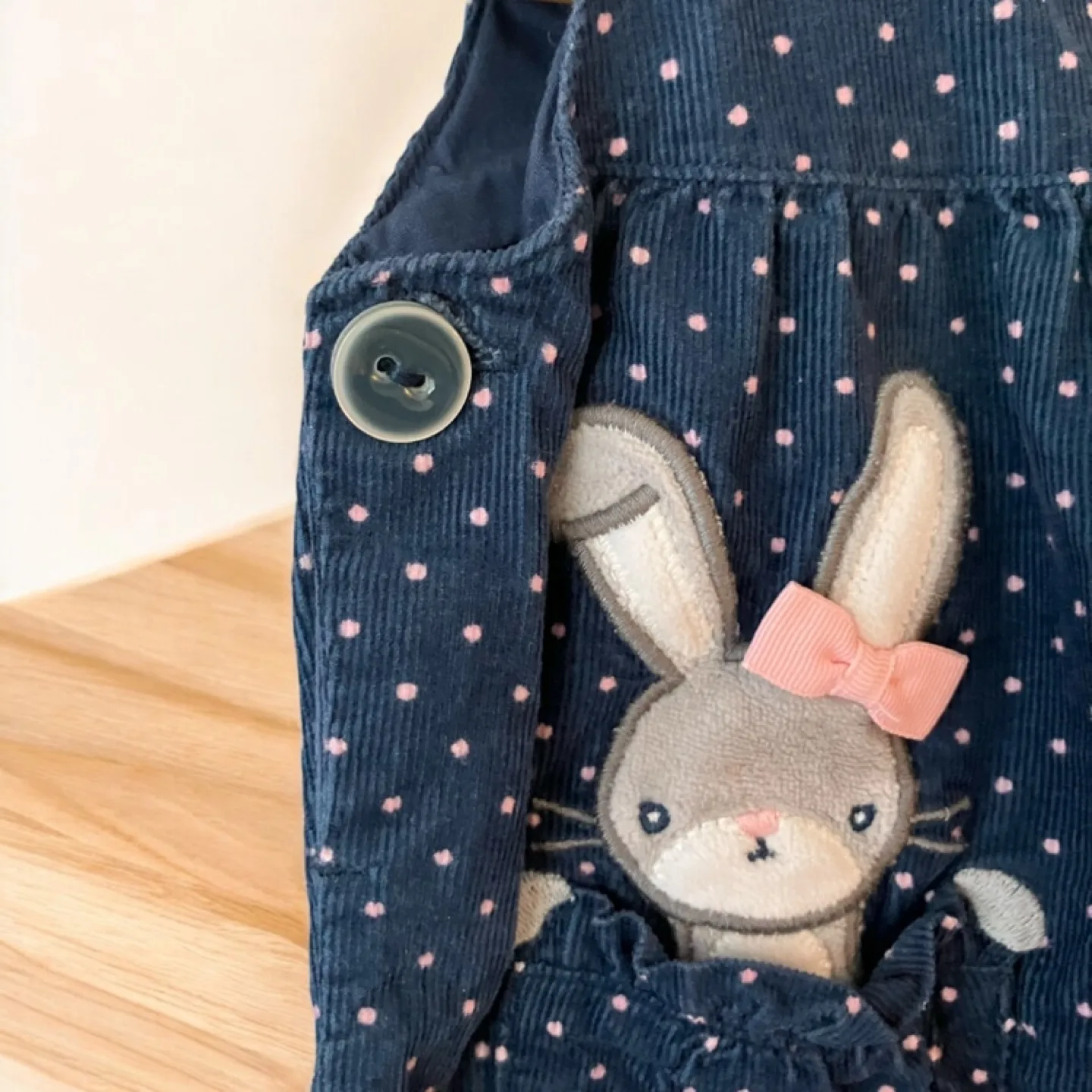 Infant Navy Polka Dot Pattern Corduroy Overalls Gymboree 3-6 M image indicator(8)