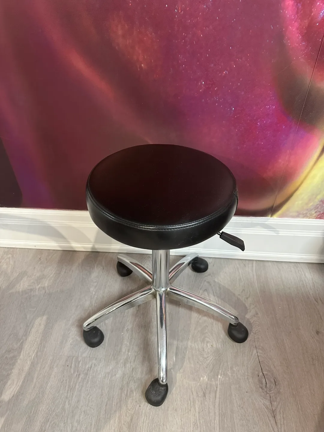 Black Rolling Salon Stool thumbnail