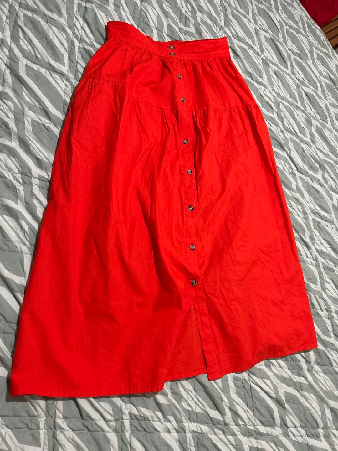 Bright Orange Button-Down Midi Skirt Size Small #freecycle thumbnail