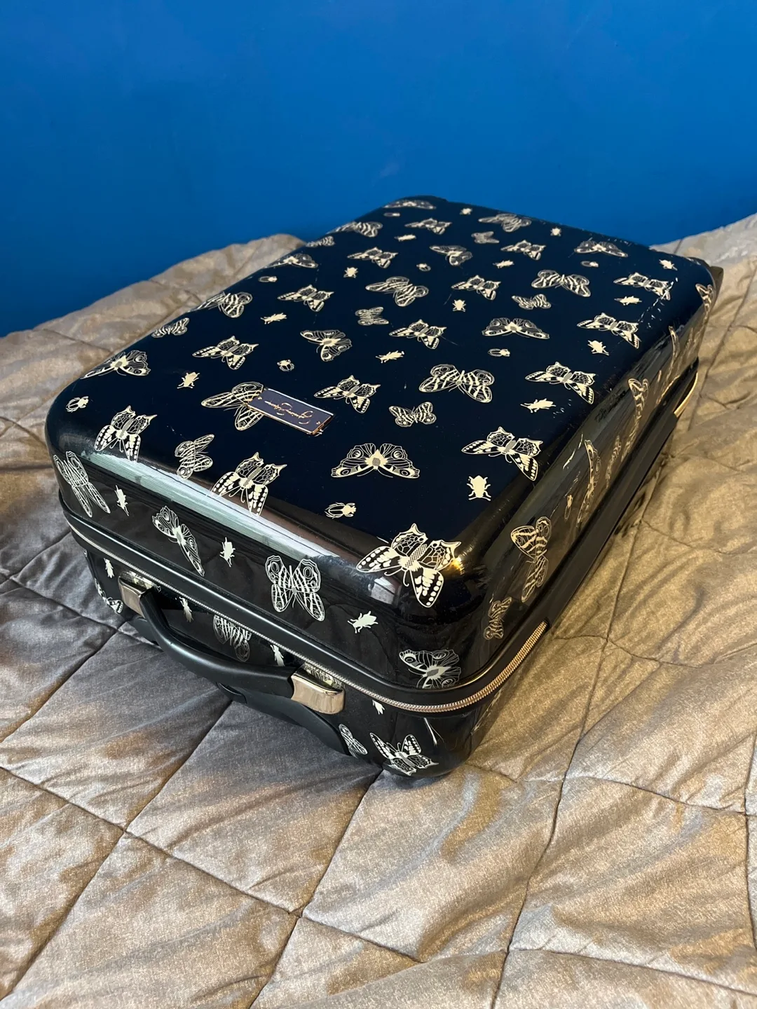 Jessica Simpson Black Butterfly Carry-on Suitcase thumbnail