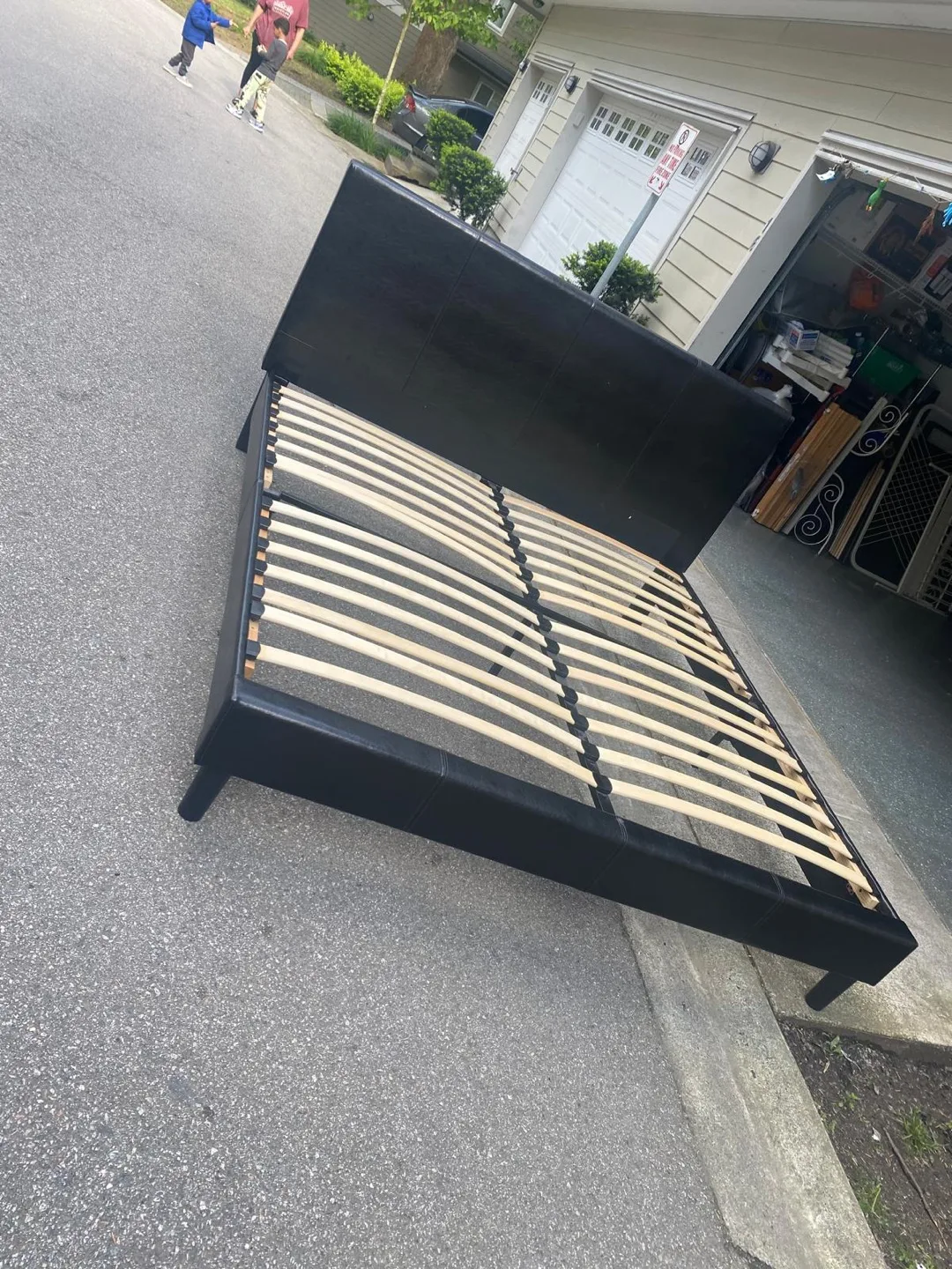 King Faux Leather Bed Frame with Slats thumbnail