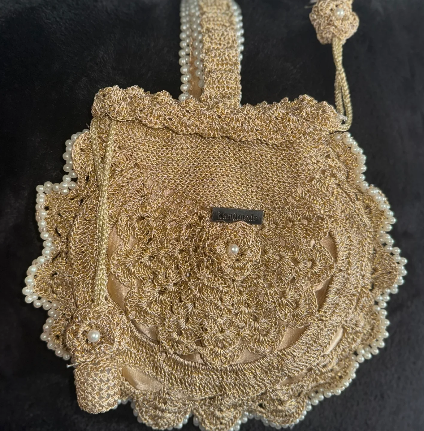 Handmade Pearl Crochet Evening Bag thumbnail