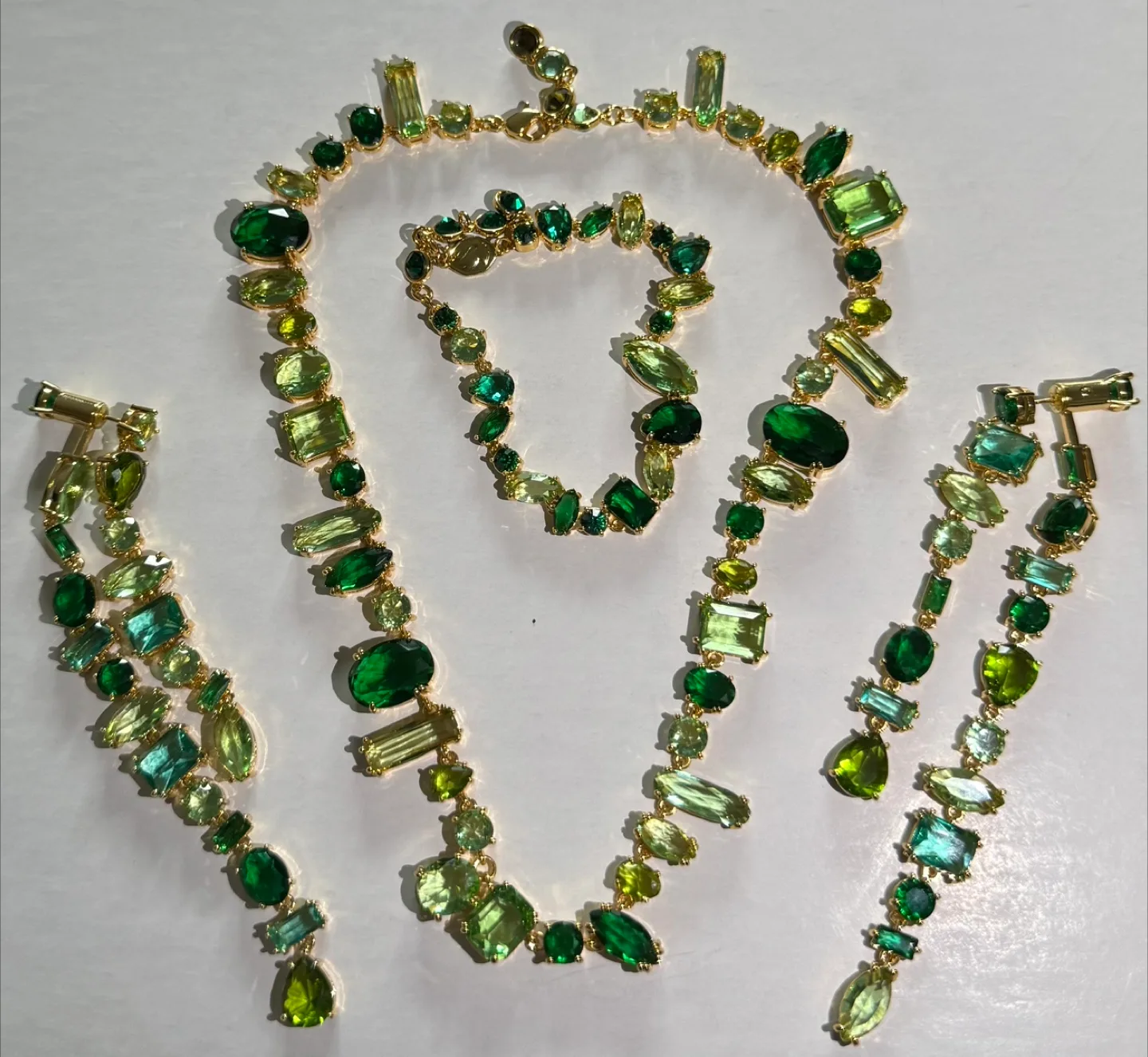 Gorgeous Green Zirconia Statement Necklace Set thumbnail