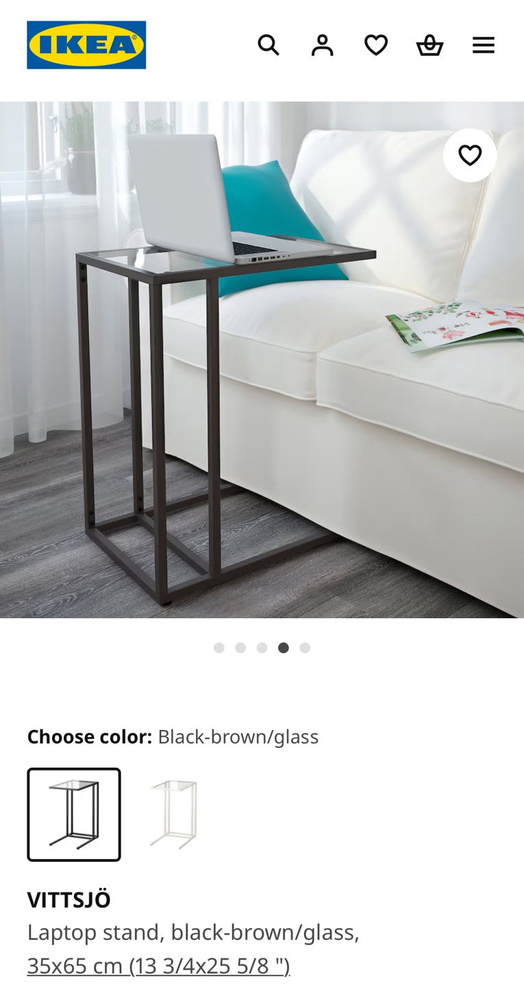 IKEA VITTSJÖ Black-Brown Glass Laptop Stand