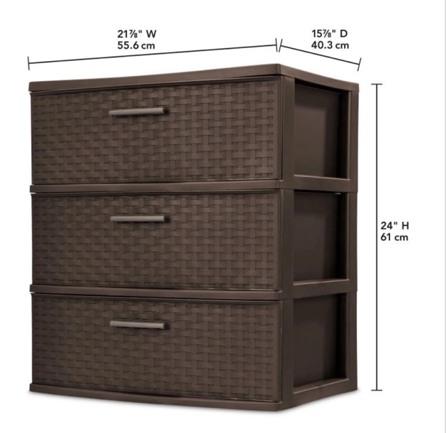 Sterilite 3-Drawer Dresser, Dark Brown - photo 2