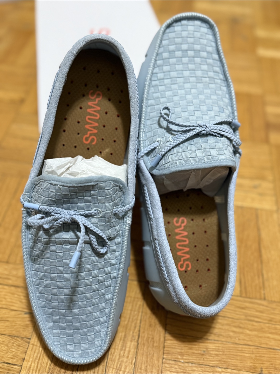 SWIMS Men's Woven Driver Loafers - Ice Blue - Size 9