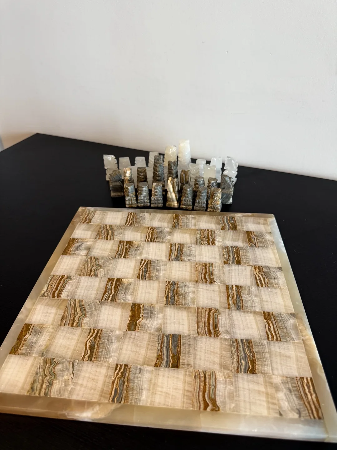 Vintage Midcentury Onyx Chess Set  - 1970s image indicator(6)