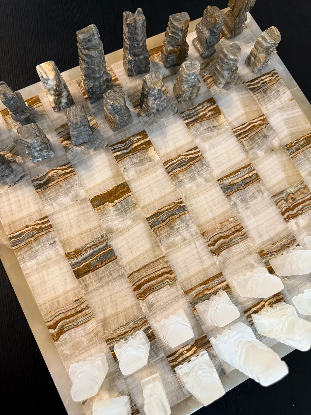 Vintage Midcentury Onyx Chess Set  - 1970s image indicator(2)