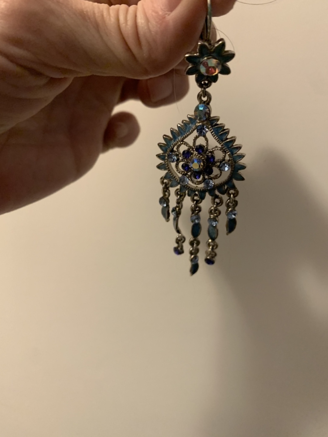 Chandelier Earrings with multi blue stones - photo 3