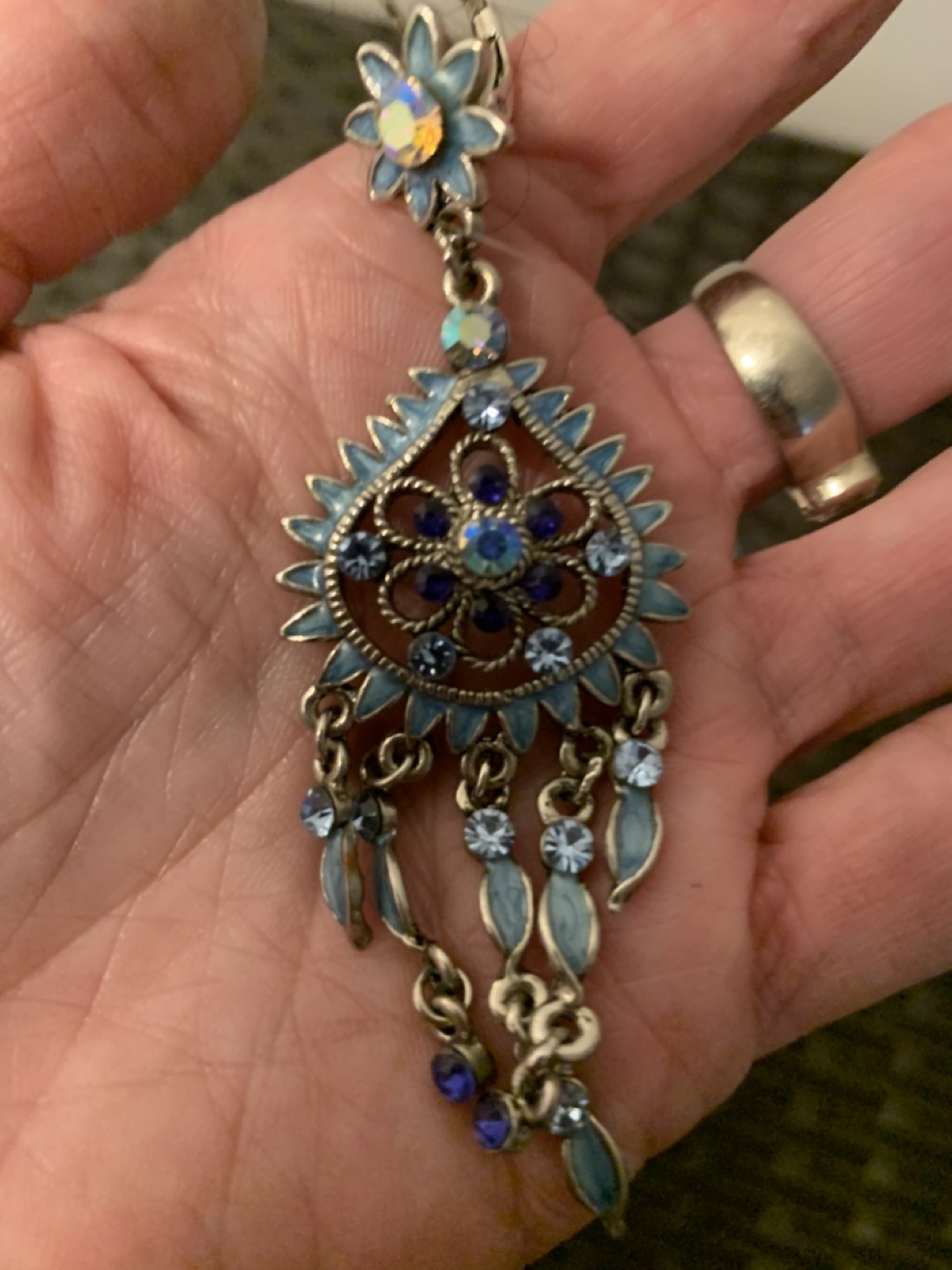 Chandelier Earrings with multi blue stones - photo 2