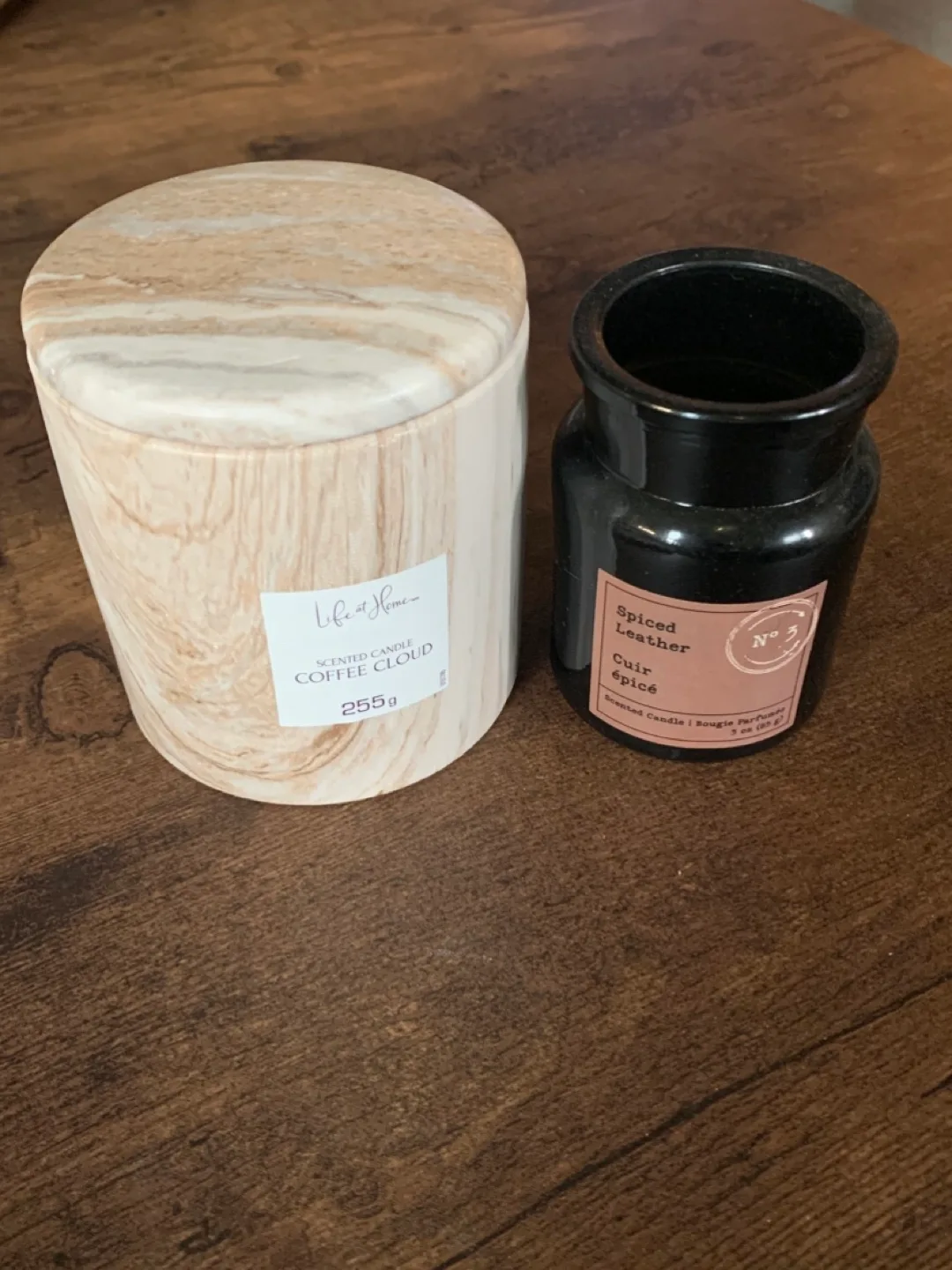 Two Scented Candles - Coffee Cloud & Spiced Leather #freecycle thumbnail