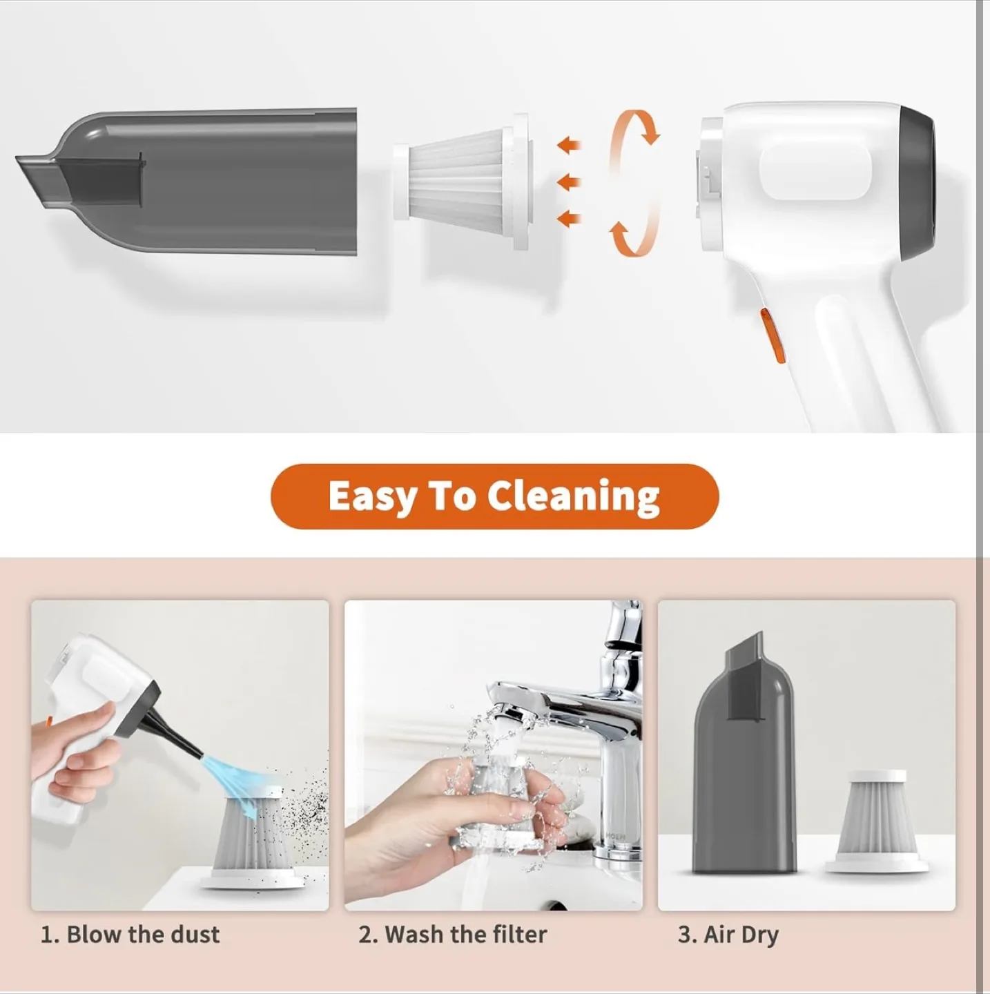 Mini Handheld Vacuum Cleaner & Air Duster image indicator(5)