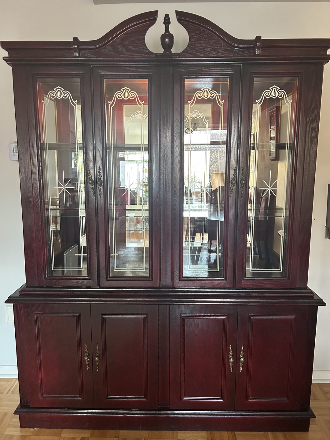 Dark Wood China Cabinet with Glass Doors