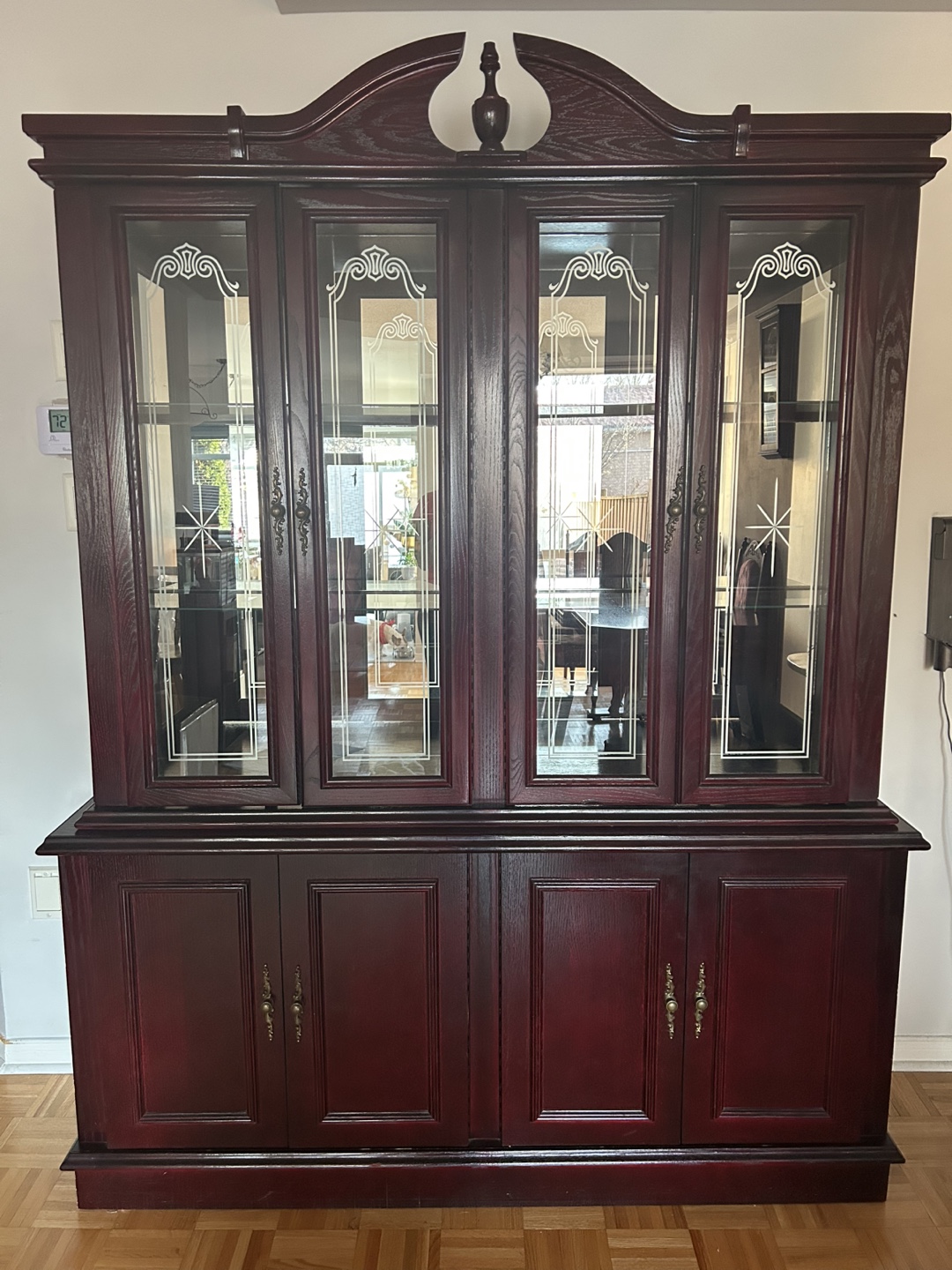 Dark Wood China Cabinet with Glass Doors - photo 2