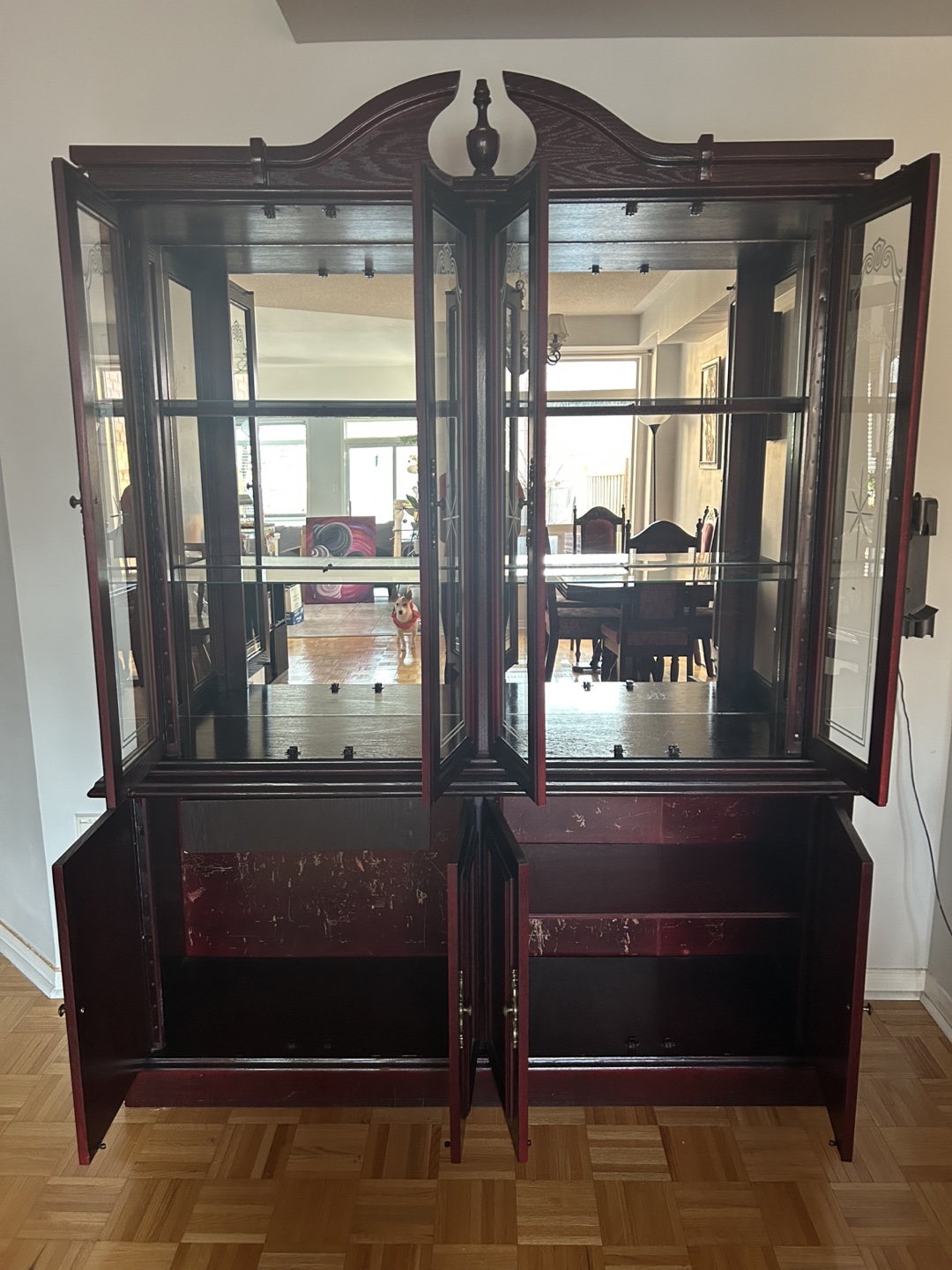 Dark Wood China Cabinet with Glass Doors - photo 3