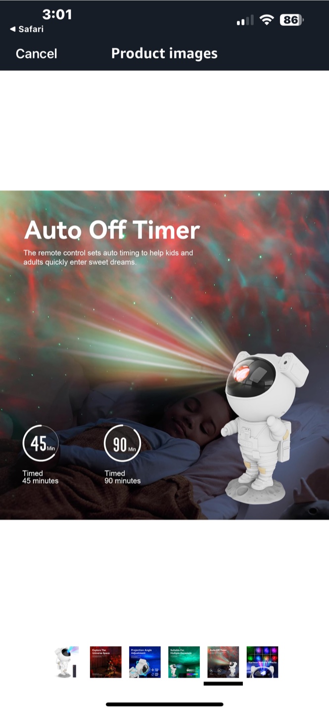 Astronaut Star Projector Nebula Night Light - photo 4