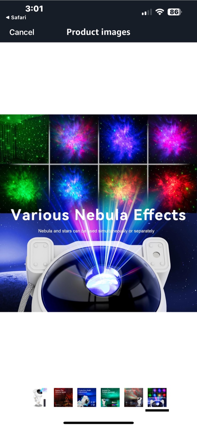 Astronaut Star Projector Nebula Night Light - photo 5