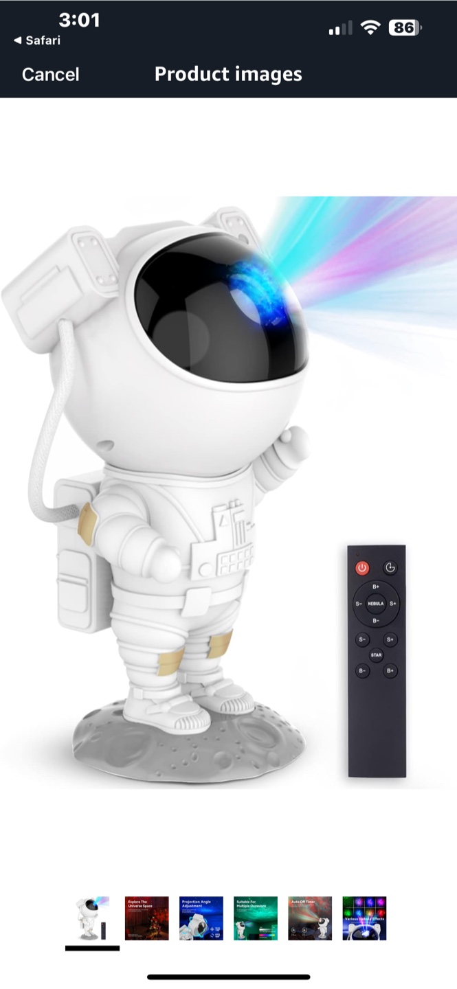 Astronaut Star Projector Nebula Night Light