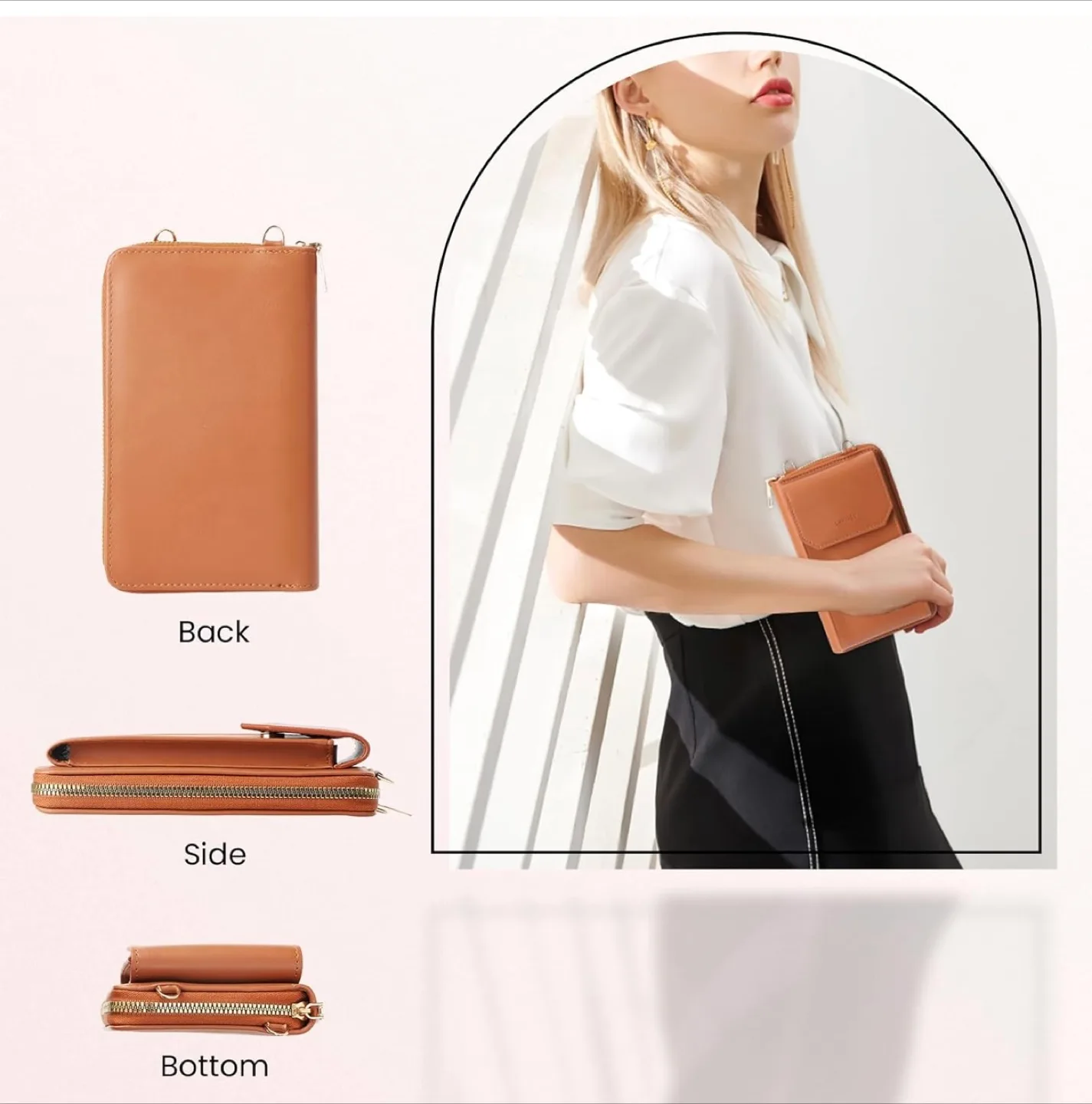 LWHTFEY Women's Crossbody Phone Purse Wallet (Pink) image indicator(4)