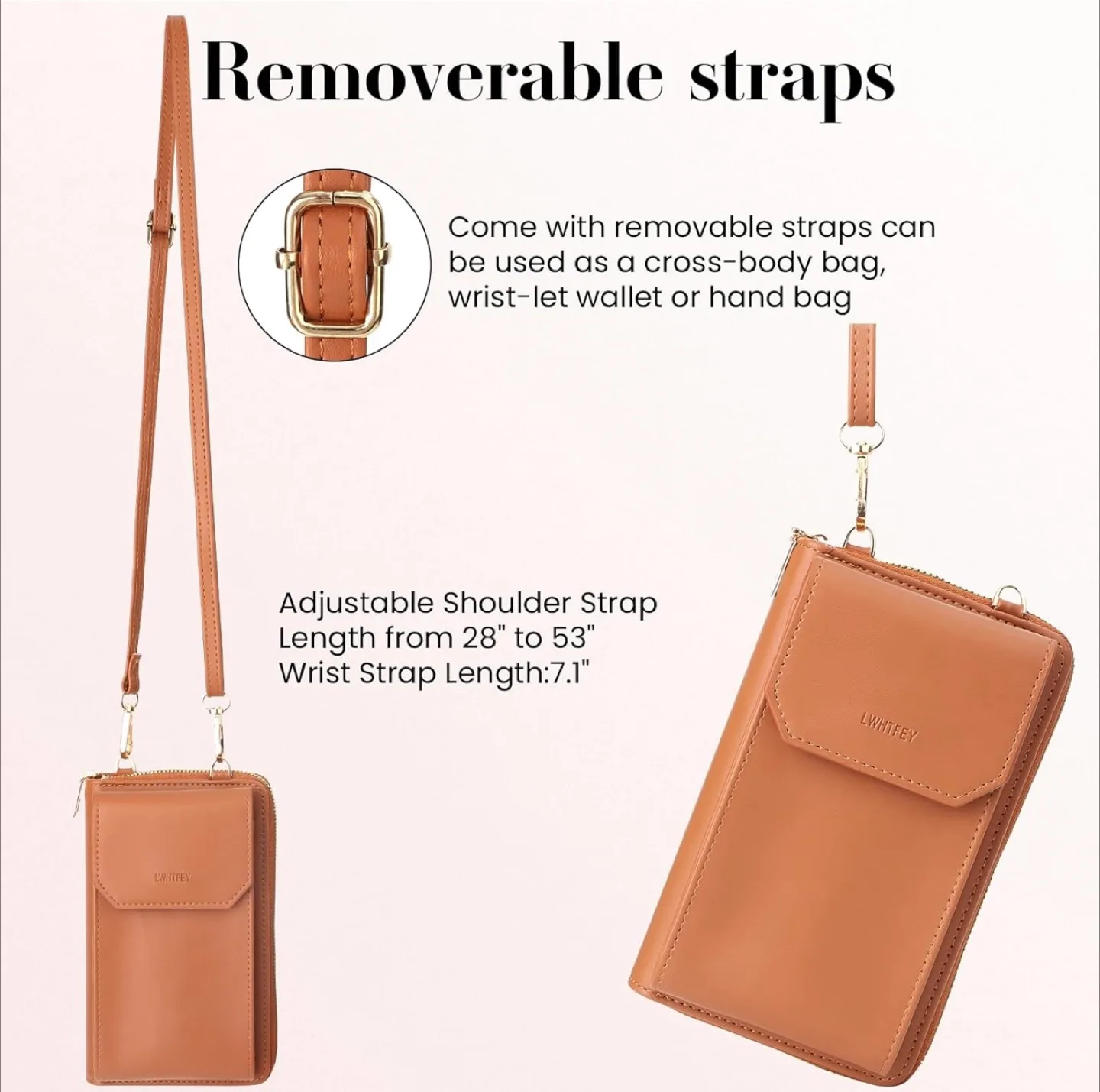 LWHTFEY Women's Crossbody Phone Purse Wallet (Pink) image indicator(7)