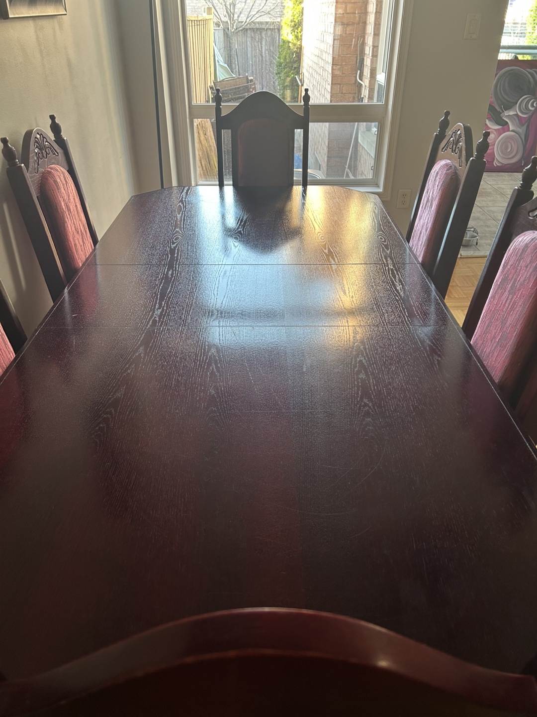 Dark Wood Dining Set - 6 Chairs & Expandable Table - photo 2
