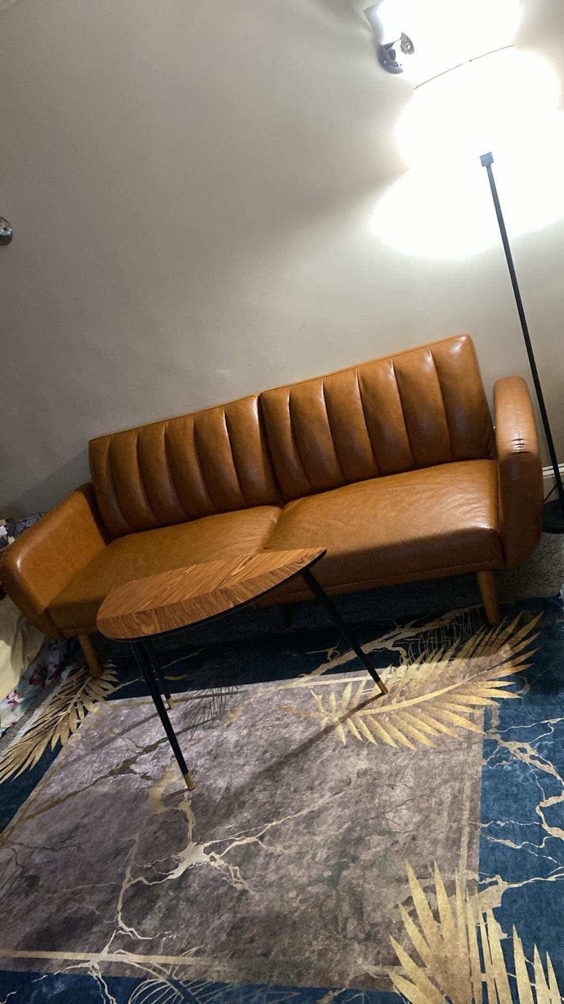 Brown Leather Futon Sofa Bed