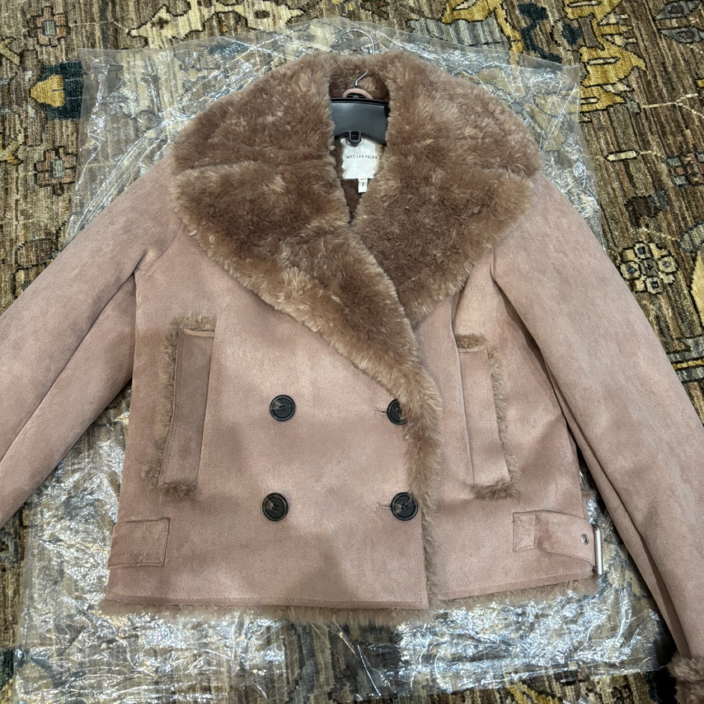 Avec Les Filles Pink Faux Suede and Fur Jacket - Size XS