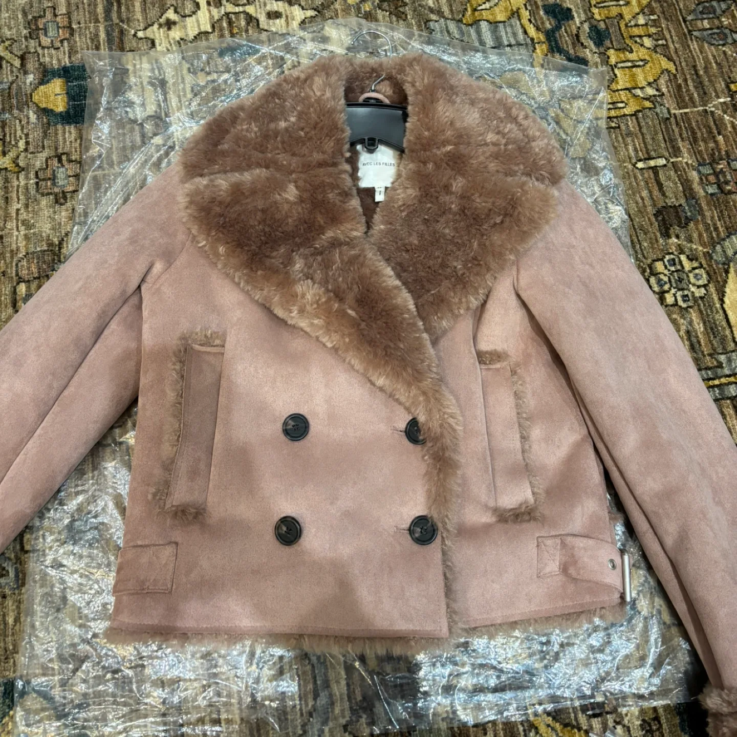 Avec Les Filles Pink Faux Suede and Fur Jacket - Size XS thumbnail