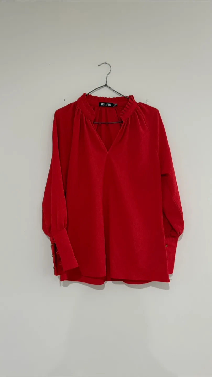 Sassafras Red Blouse, Size Medium thumbnail