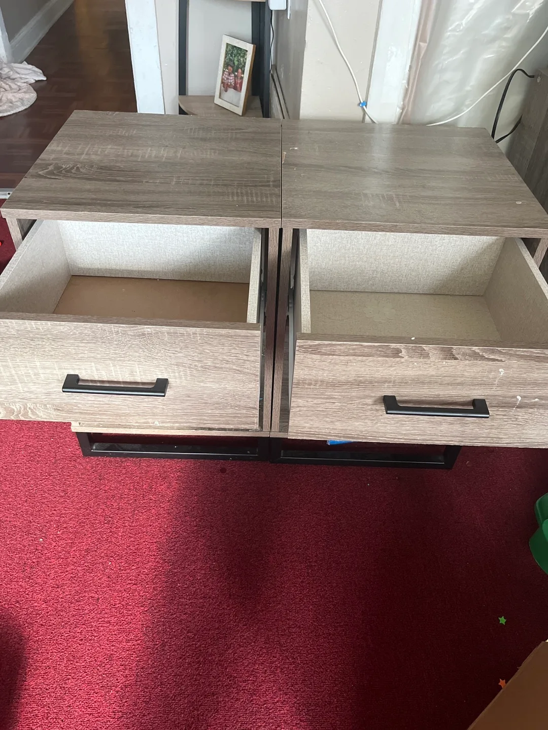 Pair of Gray Nightstands with Drawers thumbnail