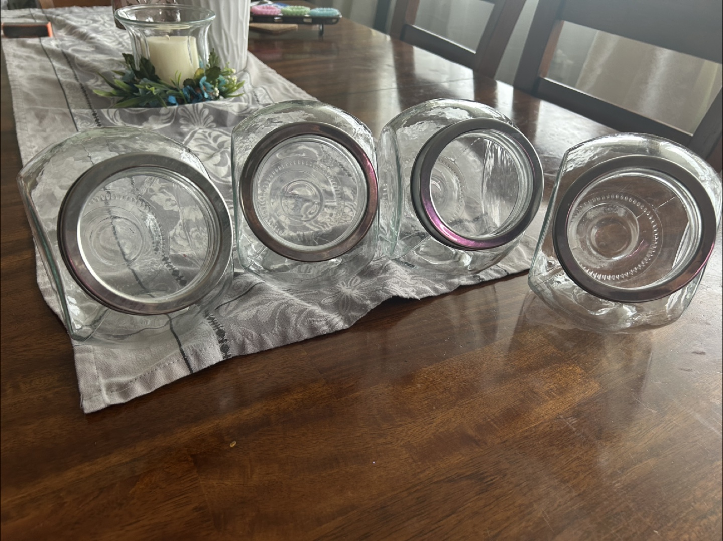 Set of Four Glass Canisters with Silver Lids - photo 3