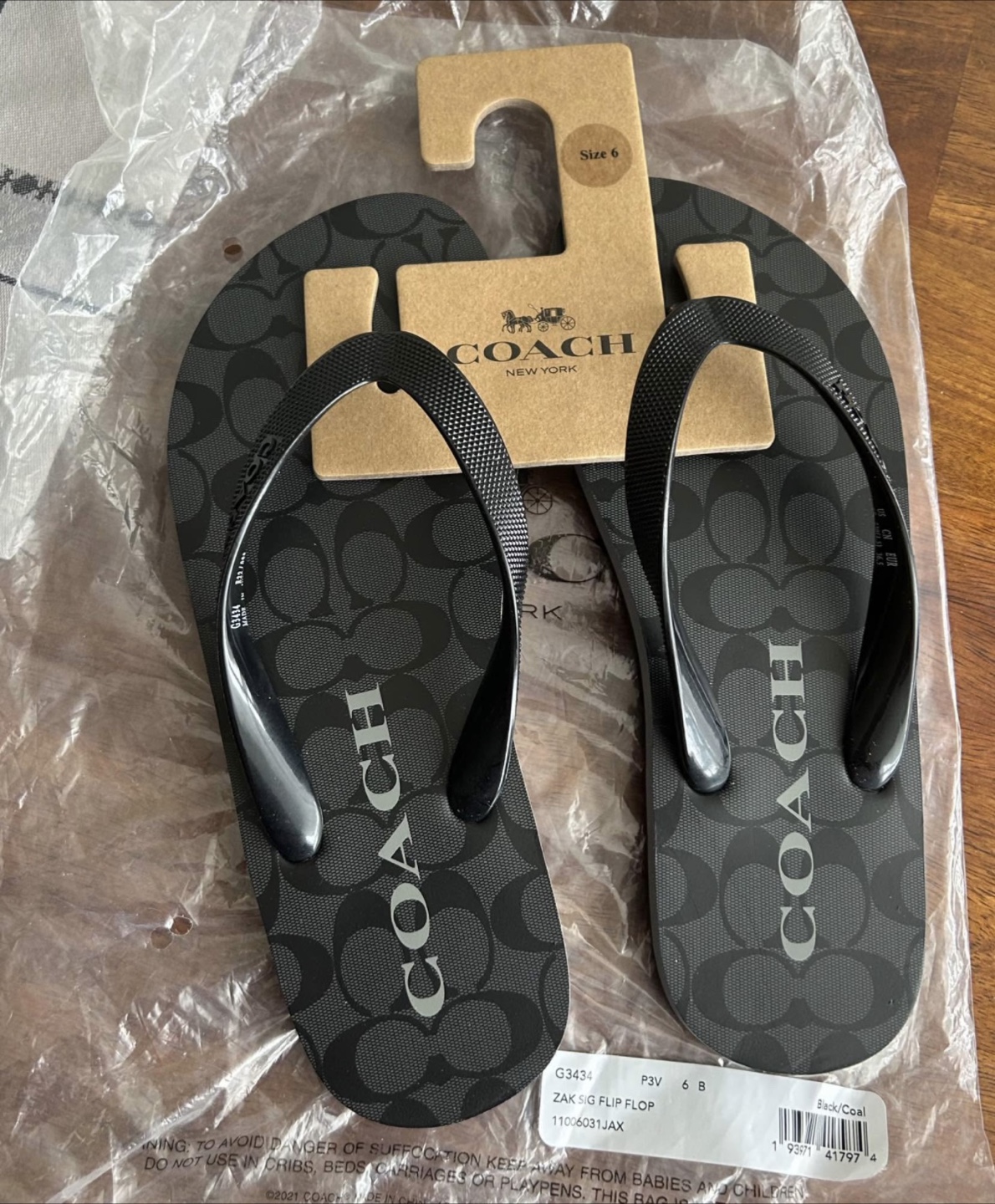 COACH women's Size 6 Black Flip Flops - photo 2