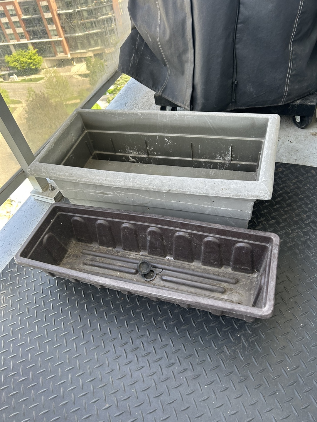Two Plastic Planters for Balcony Gardening