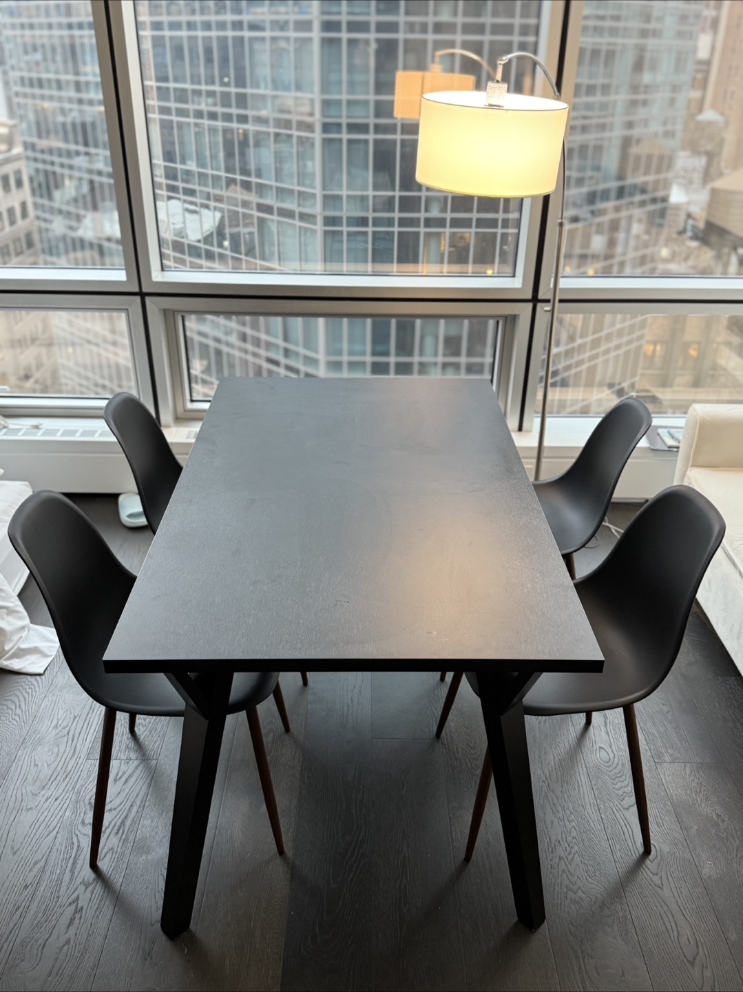 Black Dining Table with Four Chairs